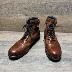 Aldo Giannola Brown Leather Lace Up and Zipper Closure Boots Men's Size 12